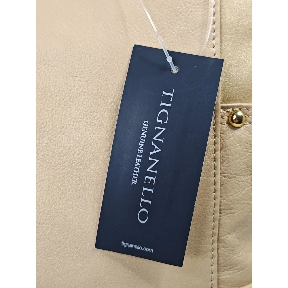Tignanello Pretty Pockets Shopper Womens Luxury Leather Purse Tote Bag Dune NWT